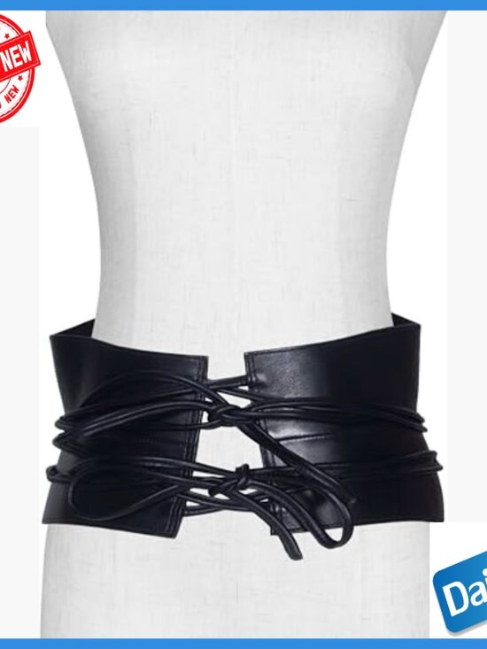 7.5 Inch Leather Corset Belt with Adjustable Ties, Medium-Large Size main image 5